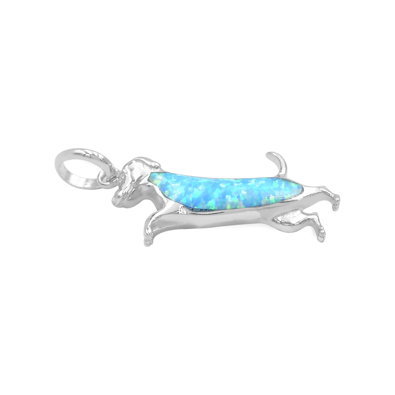 Starborn Dog Silhouette Cultured Opal Pendant in Sterling Silver