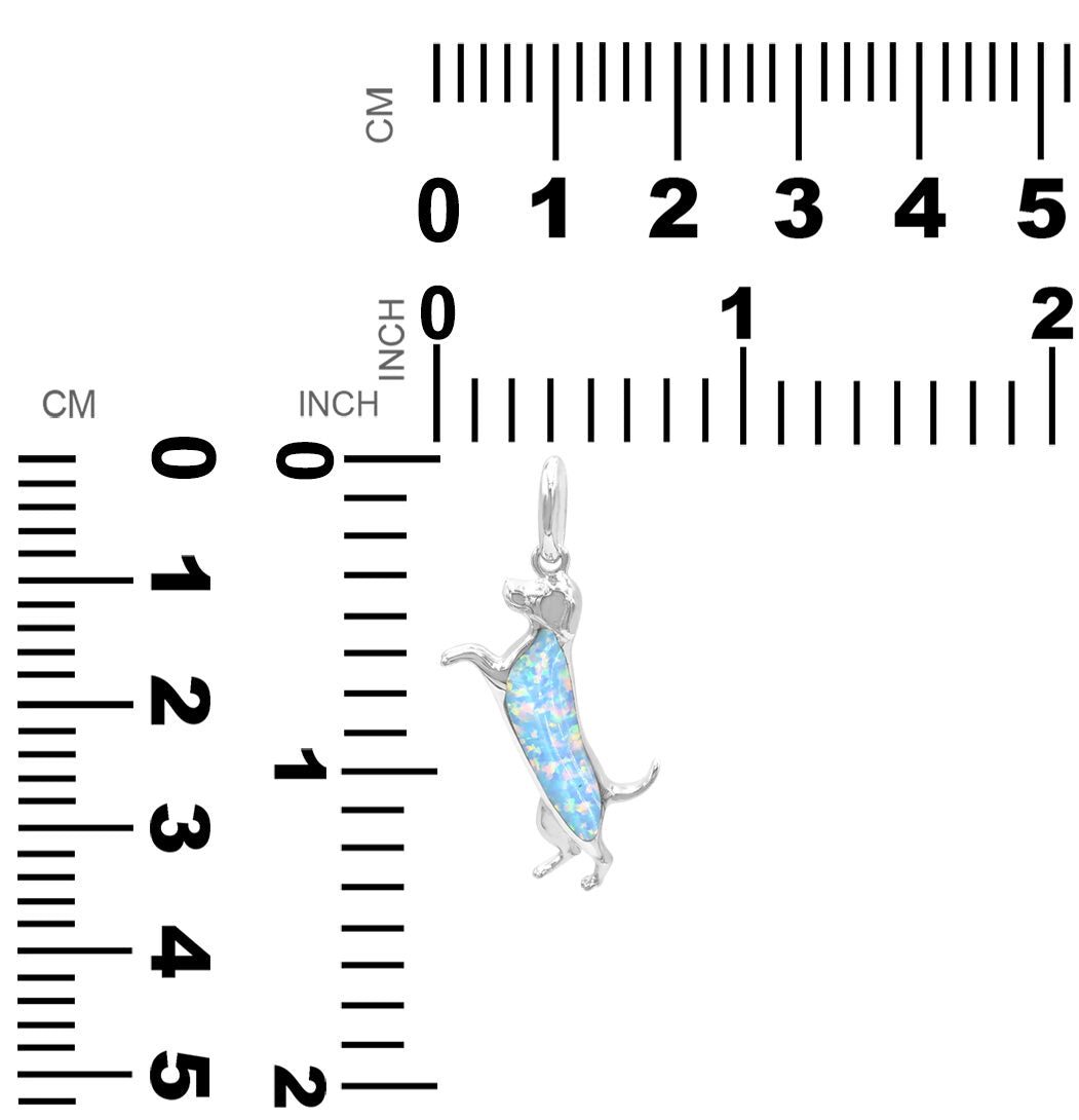 Starborn Dog Silhouette Cultured Opal Pendant in Sterling Silver