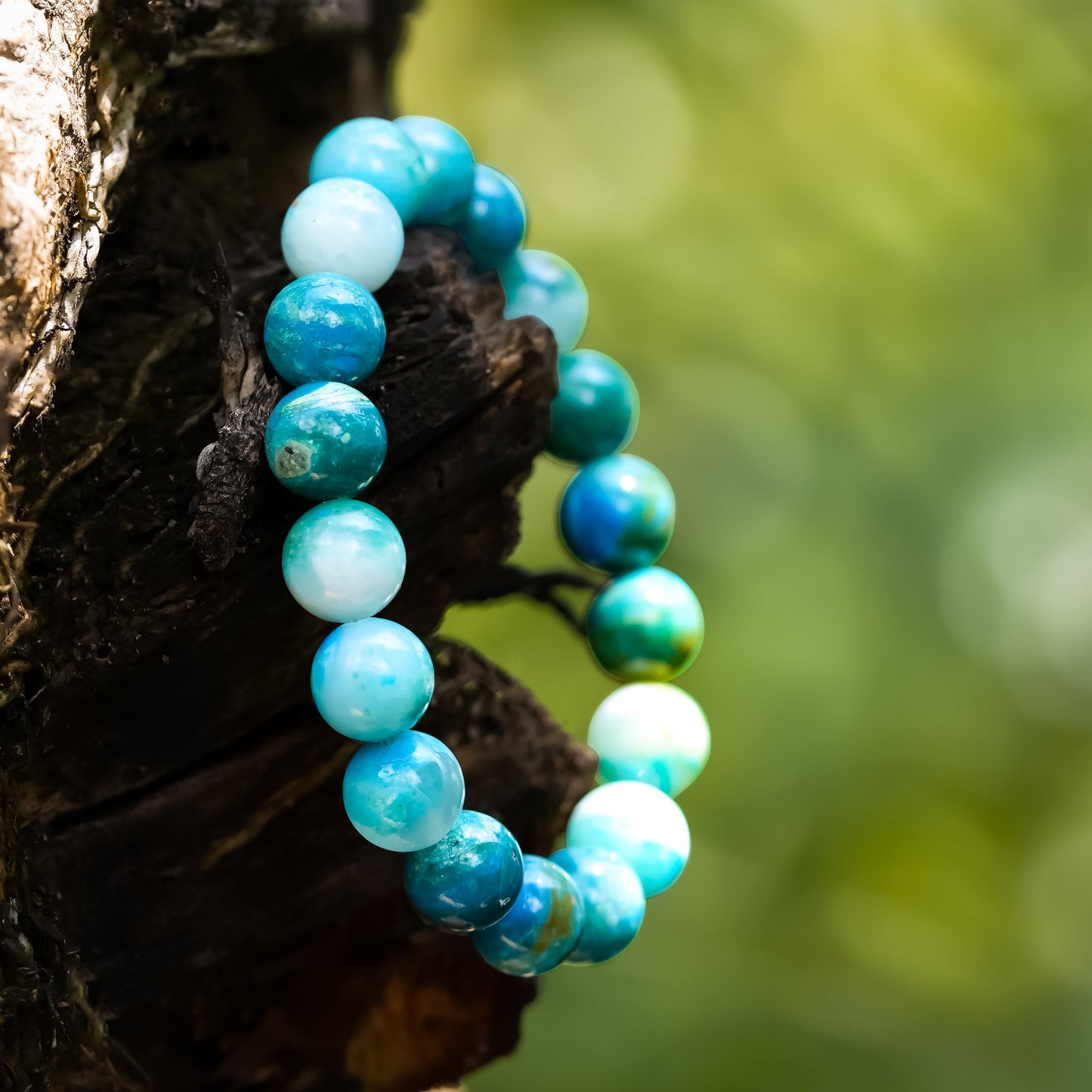 Starborn Peruvian Blue Opal Elastic Beaded Bracelet