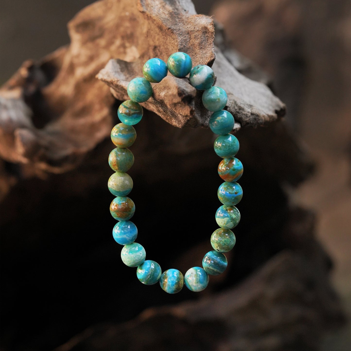 Starborn Peruvian Blue Opal Elastic Beaded Bracelet