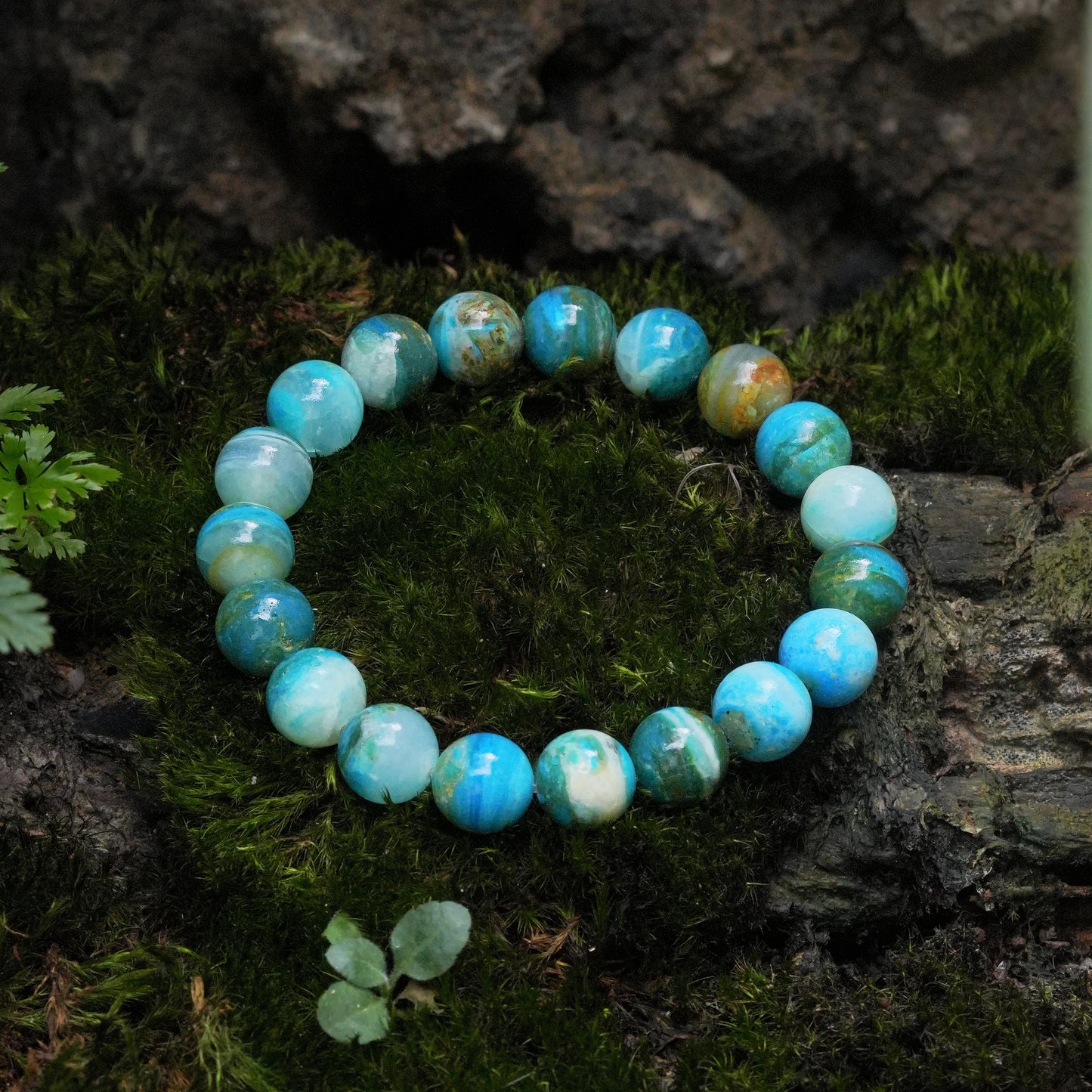 Starborn Peruvian Blue Opal Elastic Beaded Bracelet
