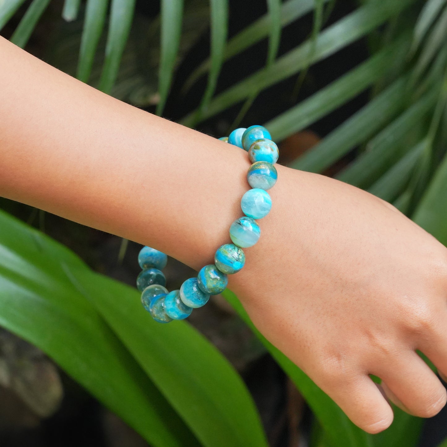 Starborn Peruvian Blue Opal Elastic Beaded Bracelet