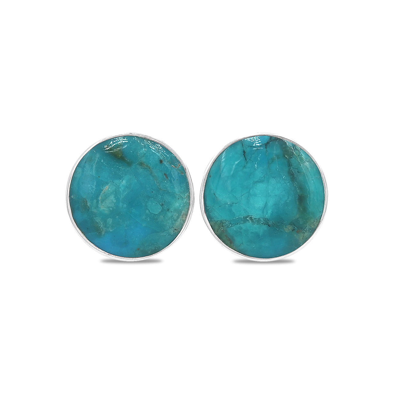 Starborn Peruvian Blue Opal 12mm Post Style Earrings in Sterling Silver