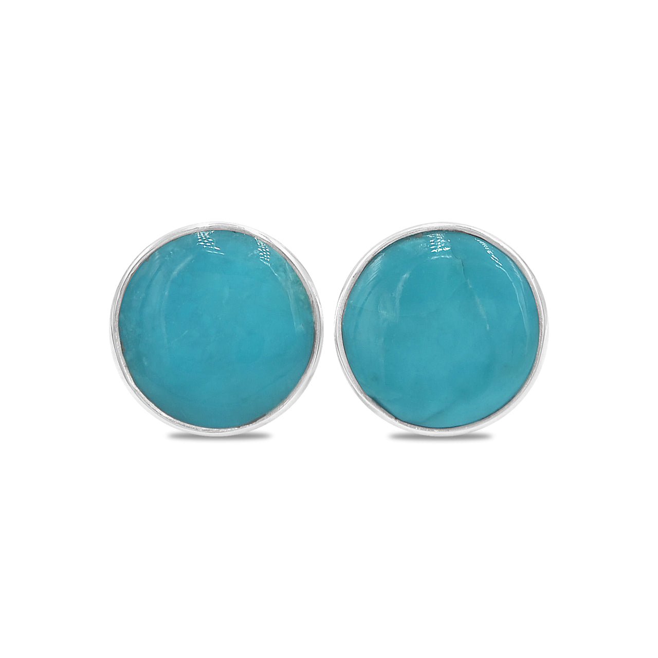 Starborn Peruvian Blue Opal 12mm Post Style Earrings in Sterling Silver