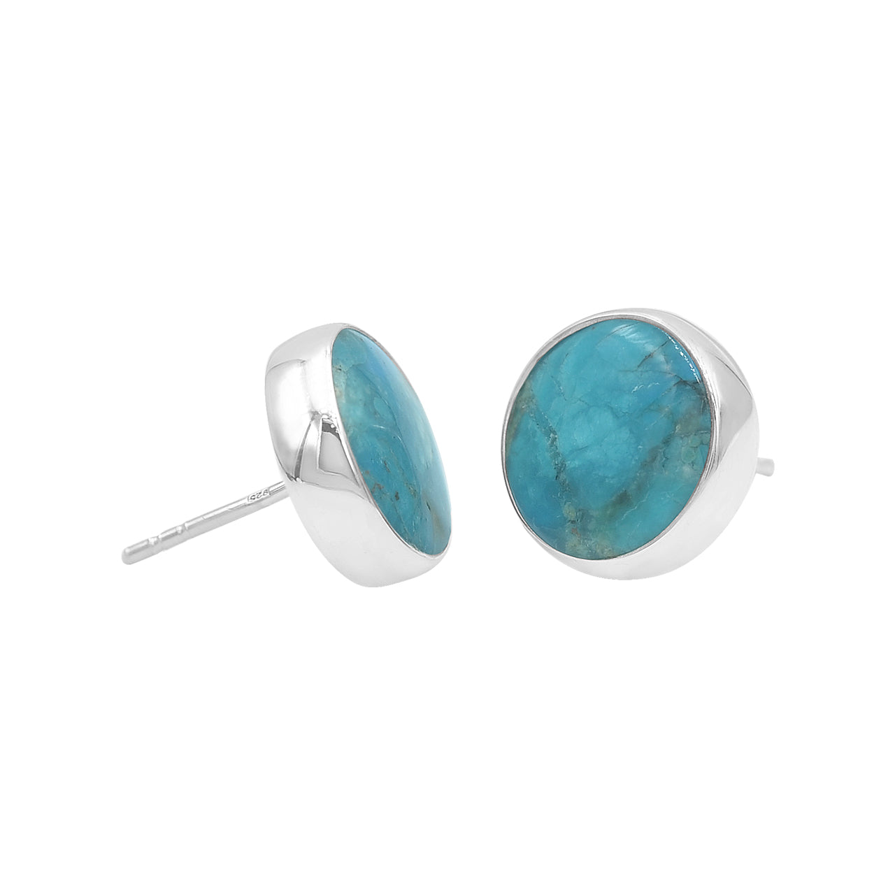 Starborn Peruvian Blue Opal 12mm Post Style Earrings in Sterling Silver