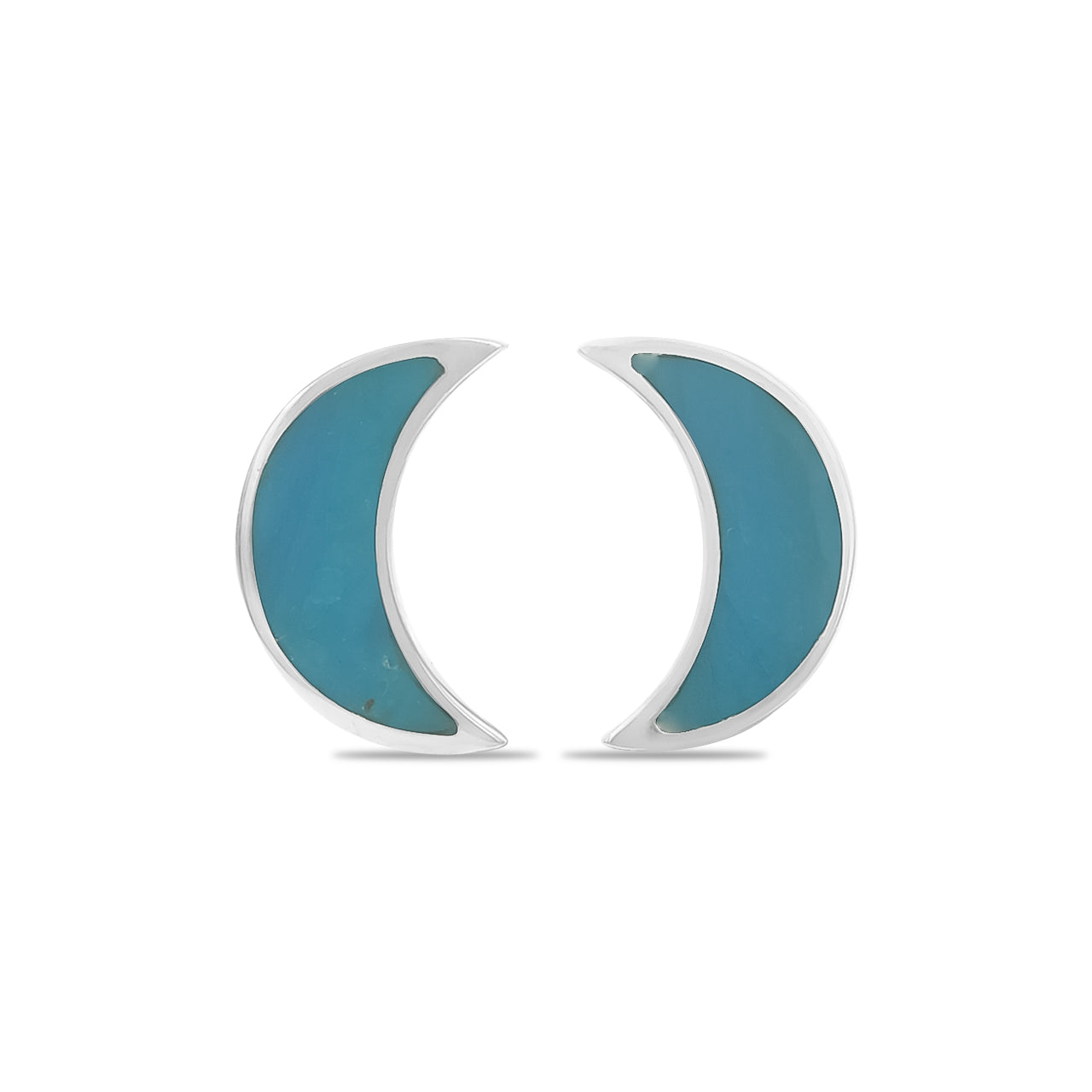Starborn Gemstone Crescent Moon Post Style Earrings in Sterling Silver