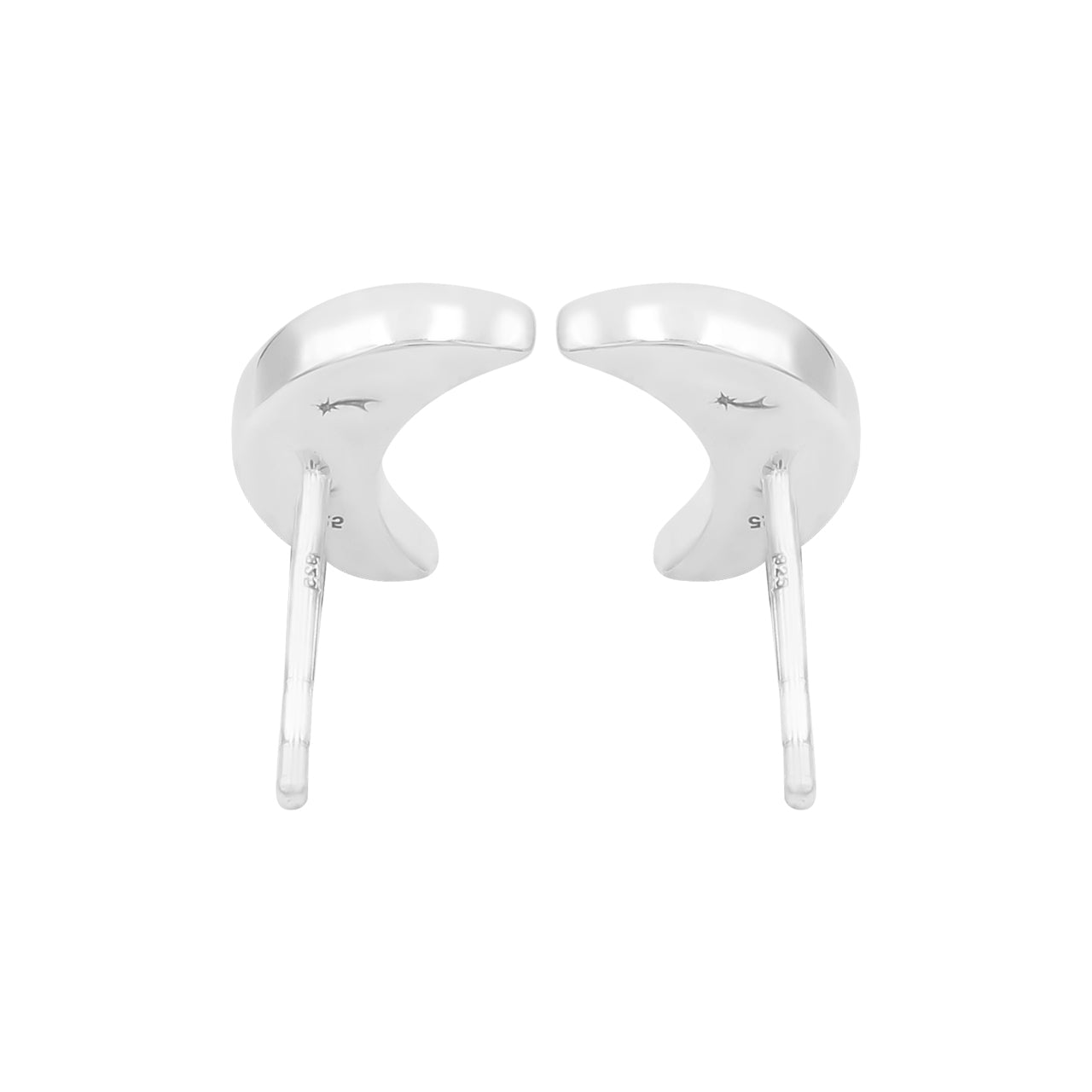Starborn Gemstone Crescent Moon Post Style Earrings in Sterling Silver