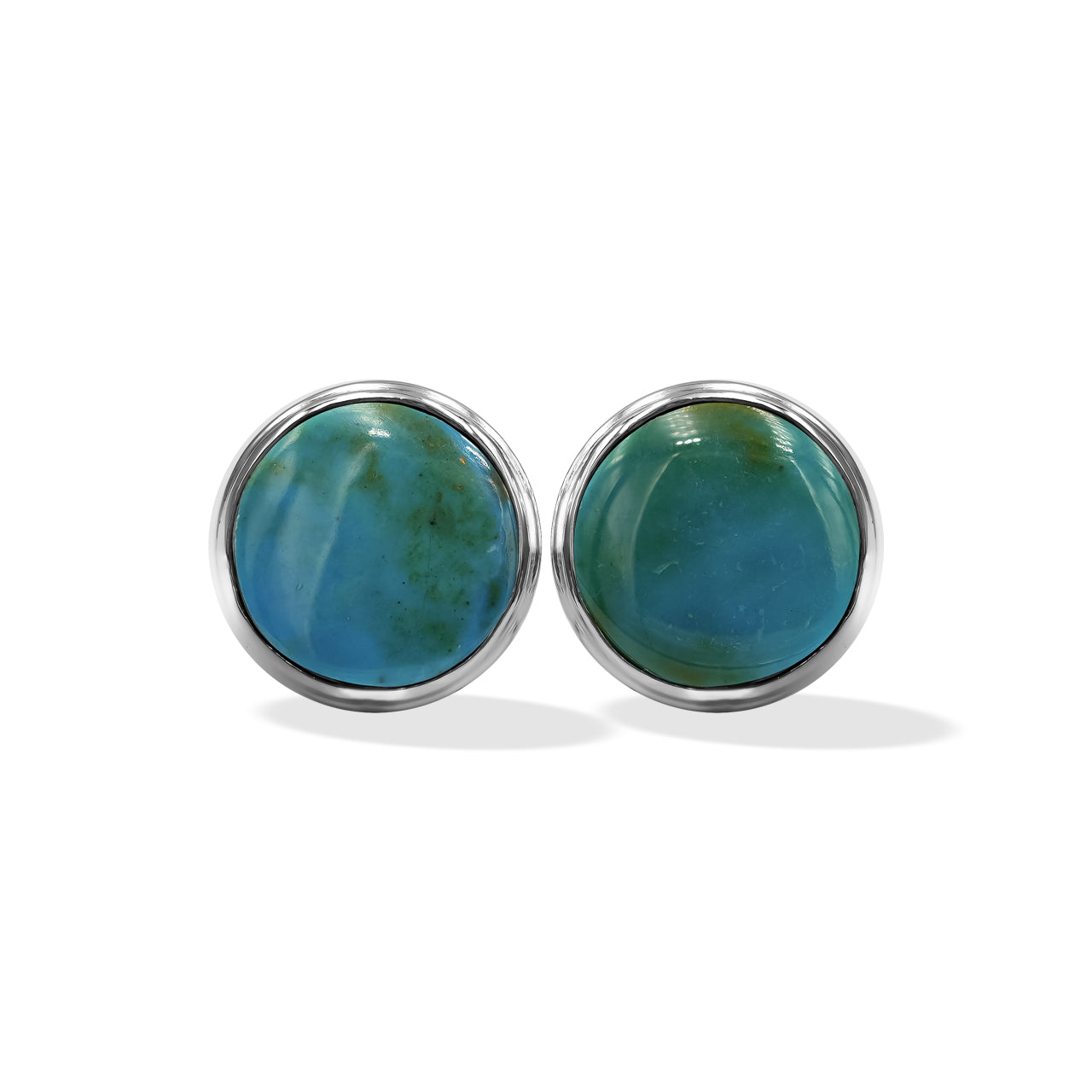 Starborn Gemstones Round 12 mm Double Bezel Set Post Earrings in Sterling Silver