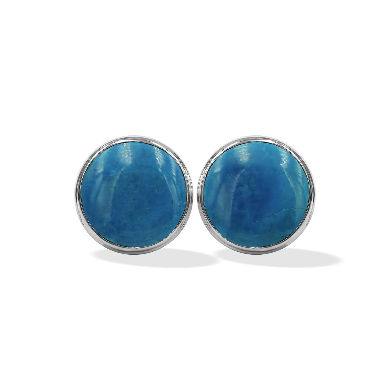 Starborn Gemstones Round 12 mm Double Bezel Set Post Earrings in Sterling Silver