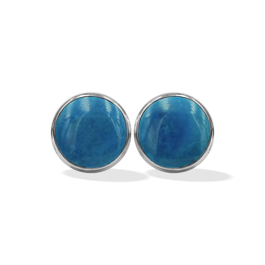 Starborn Gemstones Round 12 mm Double Bezel Set Post Earrings in Sterling Silver