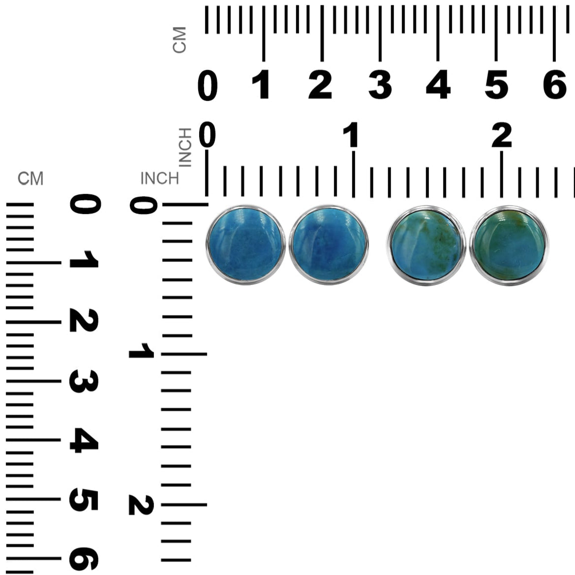 Starborn Gemstones Round 12 mm Double Bezel Set Post Earrings in Sterling Silver