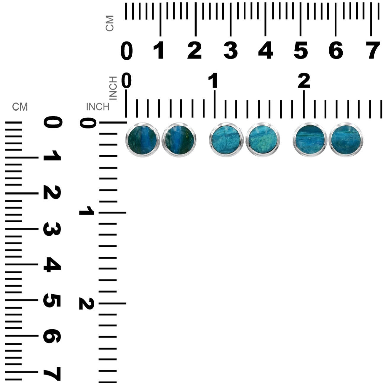 Starborn Peruvian Blue Opal Round 8mm Double Bezel Set Post Earrings in Sterling Silver