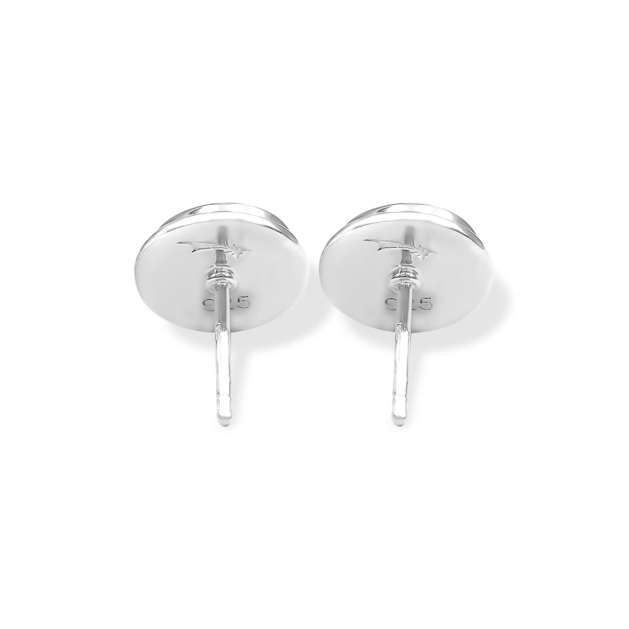 Starborn High Grade Peruvian Blue Opal Round 8 mm Double Bezel Set Post Earrings in Sterling Silver
