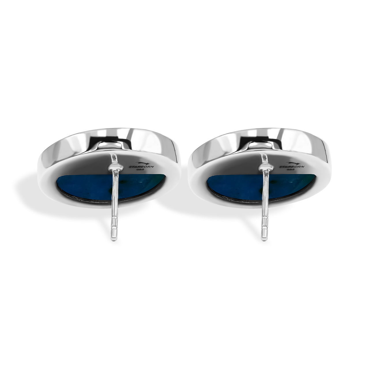 Starborn Peruvian Blue Opal 20mm Round Post Style Earrings in Sterling Silver