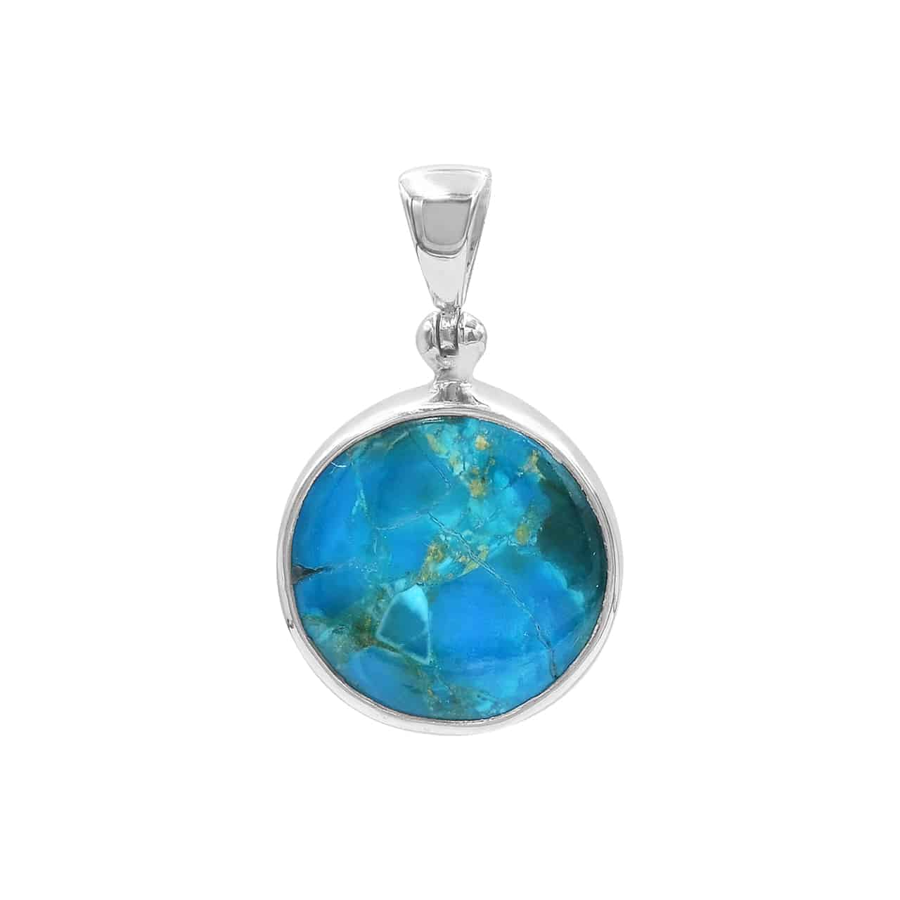 Starborn Peruvian Blue Opal Round Pendant in Sterling Silver