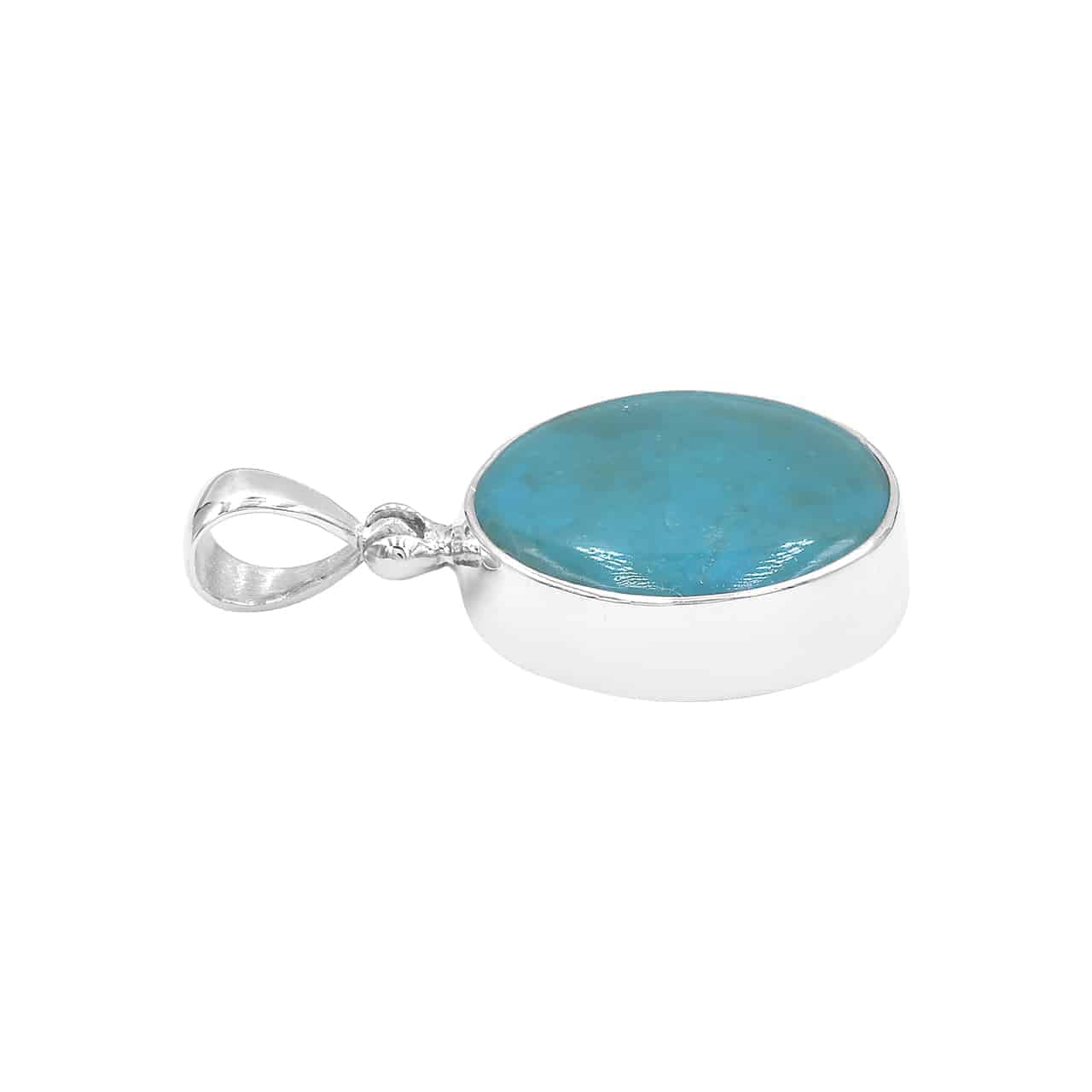 Starborn Peruvian Blue Opal Round Pendant in Sterling Silver