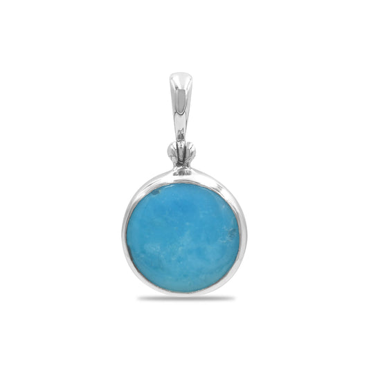 Starborn Peruvian Blue Opal Round Pendant in Sterling Silver