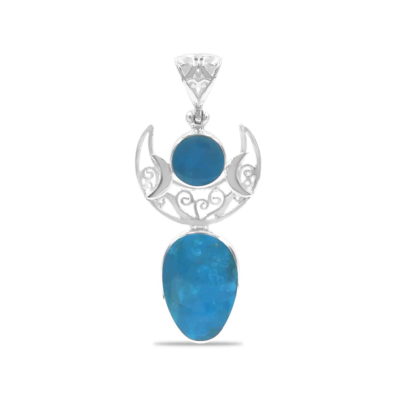 Starborn Peruvian Blue Opal Moon Goddess Pendant in Sterling Silver
