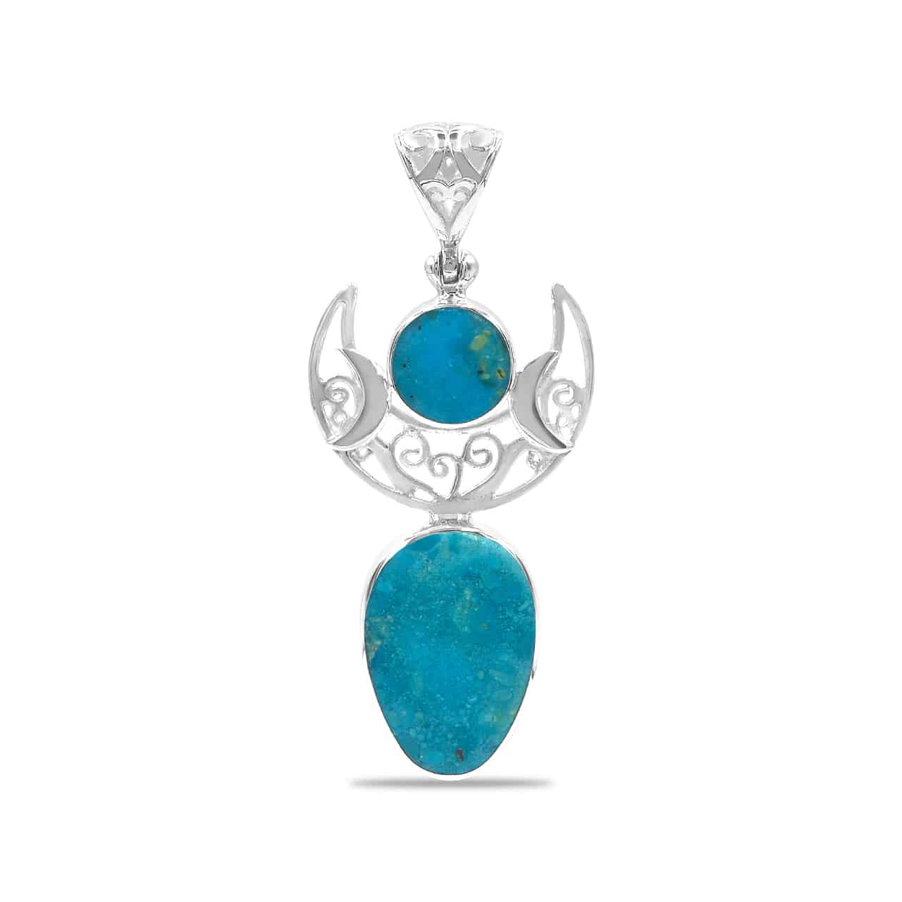 Starborn Peruvian Blue Opal Moon Goddess Pendant in Sterling Silver