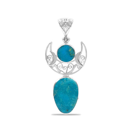 Starborn Peruvian Blue Opal Moon Goddess Pendant in Sterling Silver