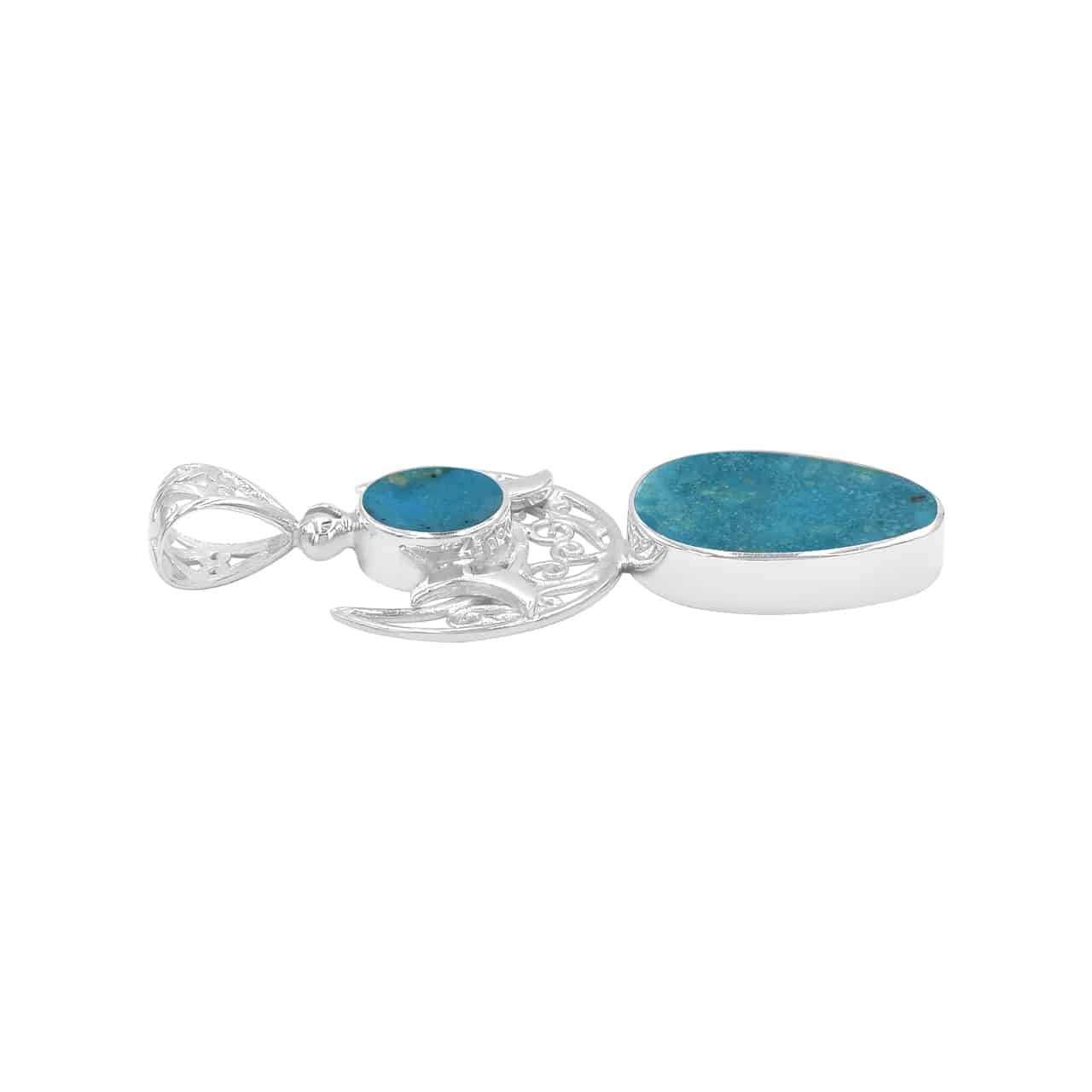 Starborn Peruvian Blue Opal Moon Goddess Pendant in Sterling Silver