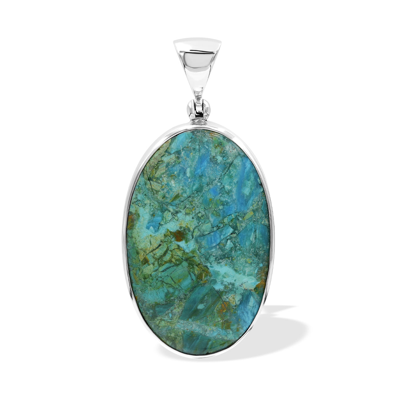 Starborn Peruvian Blue Opal Oval Cabochon Pendant in Sterling Silver