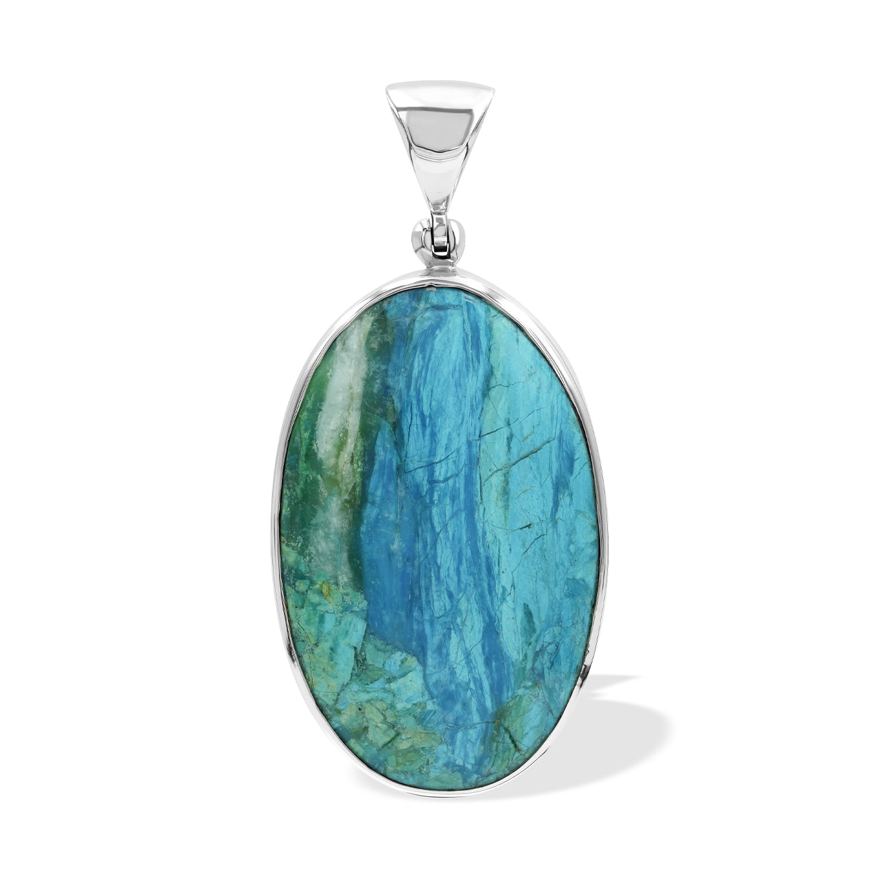 Starborn Peruvian Blue Opal Oval Cabochon Pendant in Sterling Silver