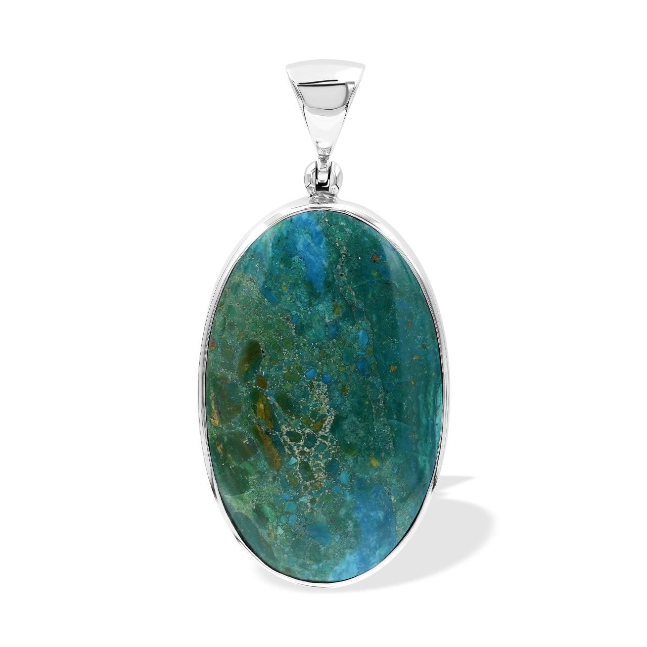 Starborn Peruvian Blue Opal Oval Cabochon Pendant in Sterling Silver