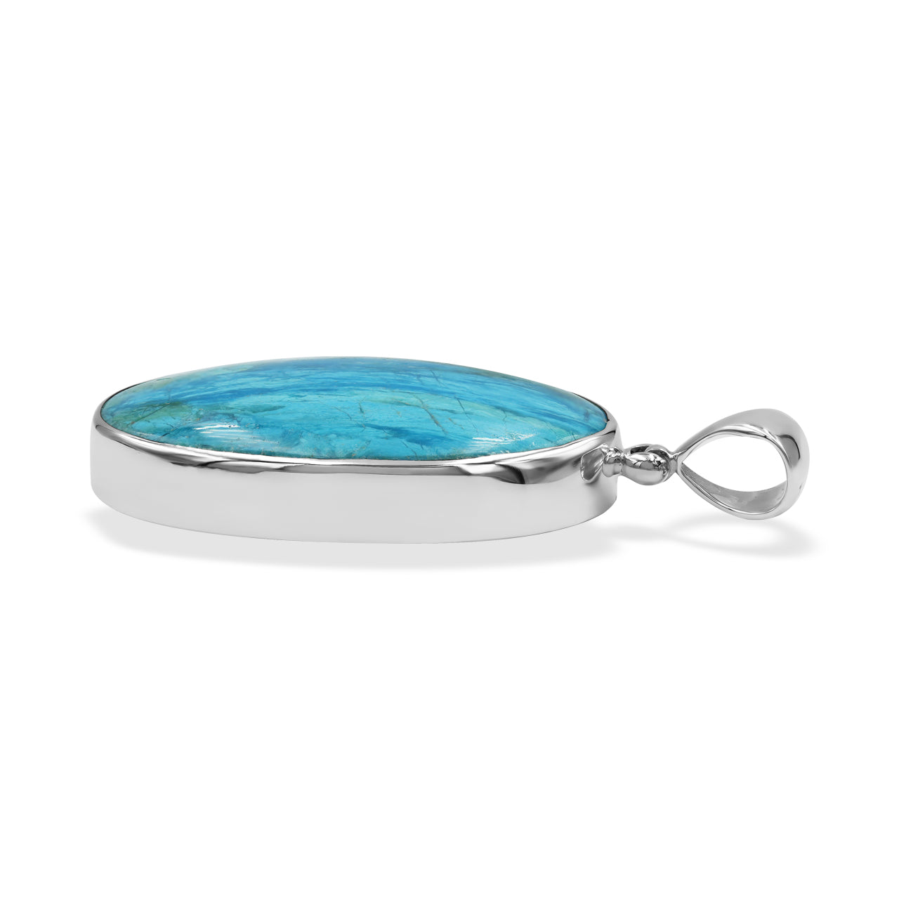 Starborn Peruvian Blue Opal Oval Cabochon Pendant in Sterling Silver