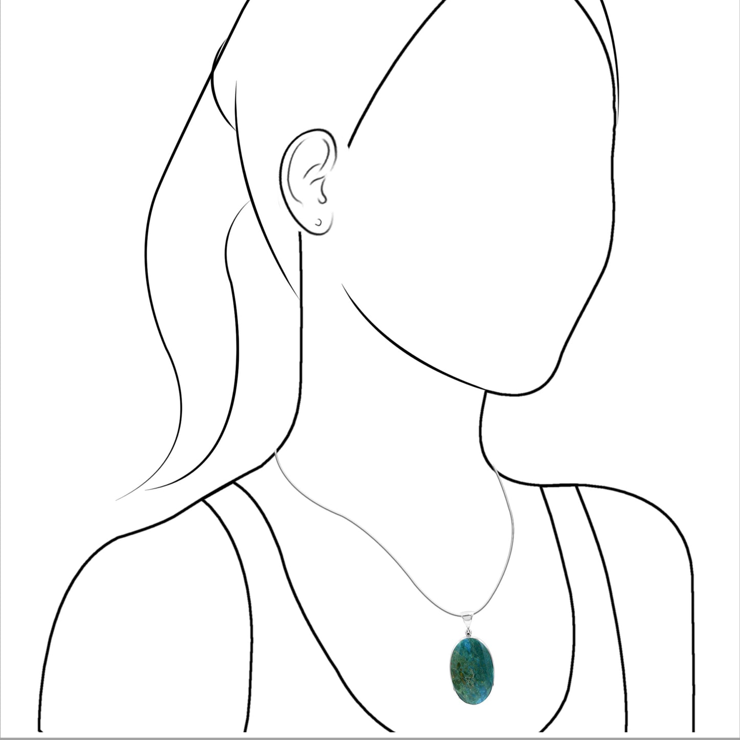 Starborn Peruvian Blue Opal Oval Cabochon Pendant in Sterling Silver