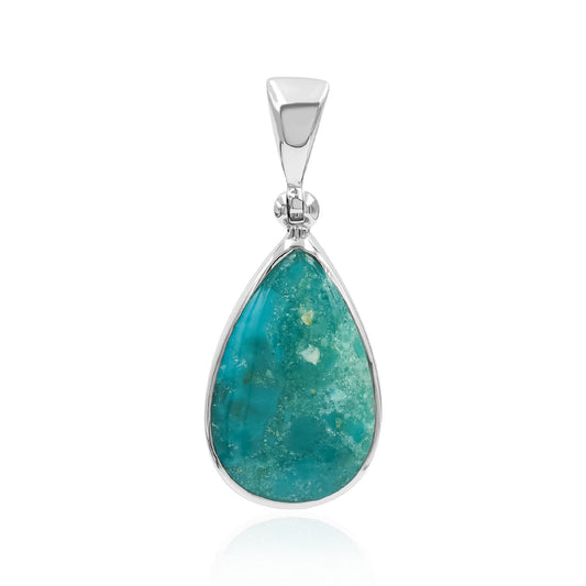 Starborn Peruvian Blue Opal Pear Pendant in Fine Sterling Silver