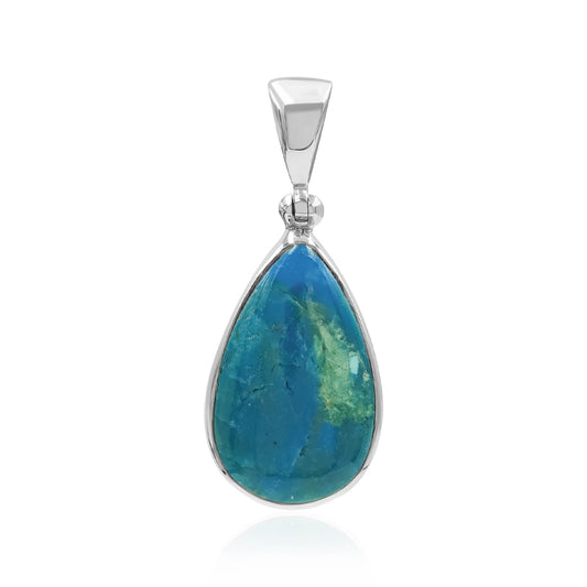 Starborn Peruvian Blue Opal Pear Pendant in Fine Sterling Silver