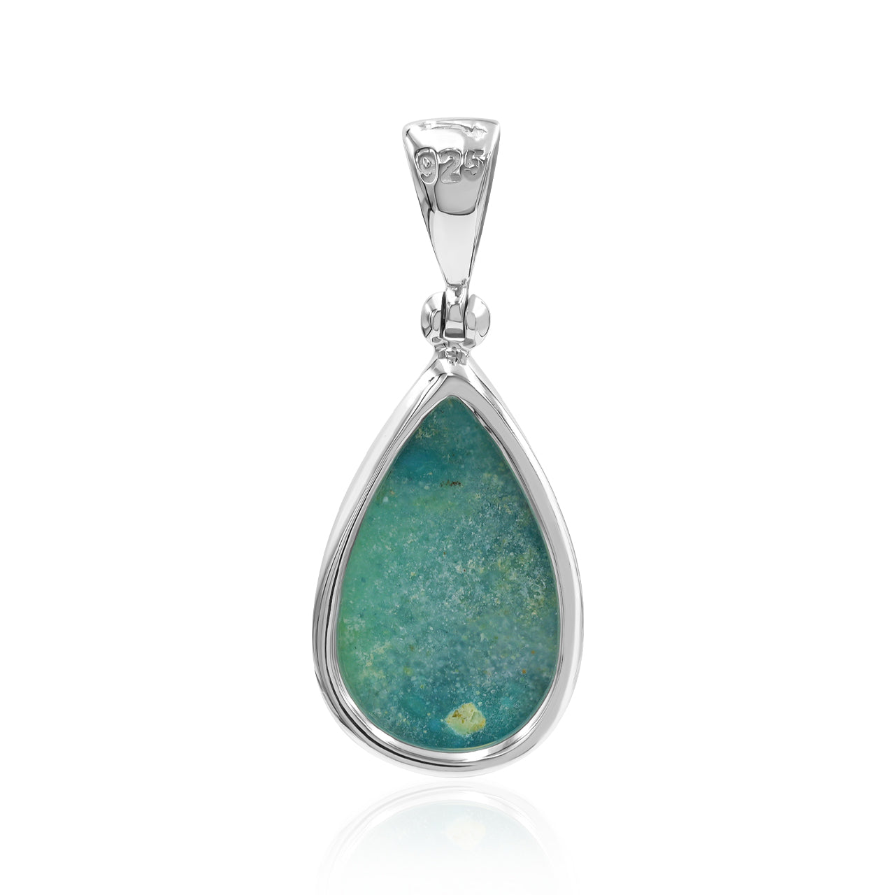 Starborn Peruvian Blue Opal Pear Pendant in Fine Sterling Silver