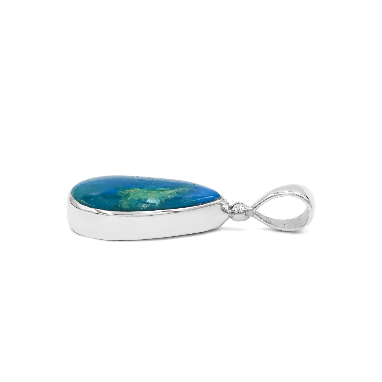 Starborn Peruvian Blue Opal Pear Pendant in Fine Sterling Silver