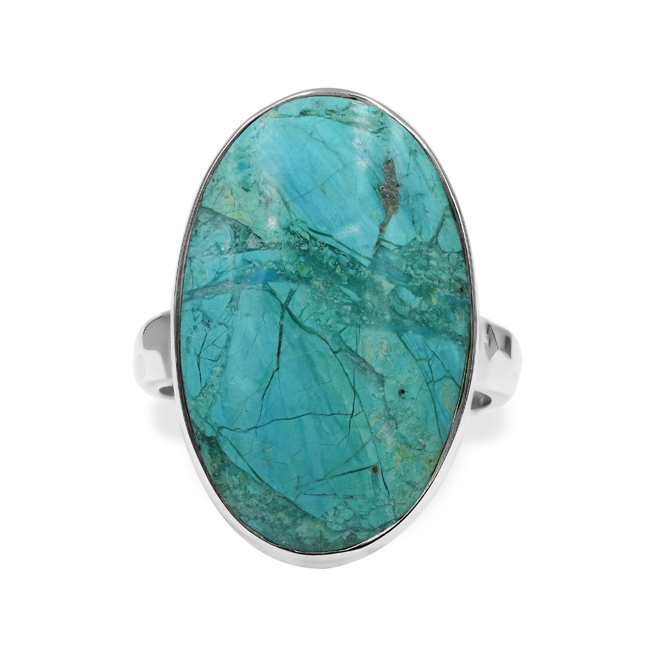 Starborn Peruvian Blue Opal Ring Bezel Set in Sterling Silver