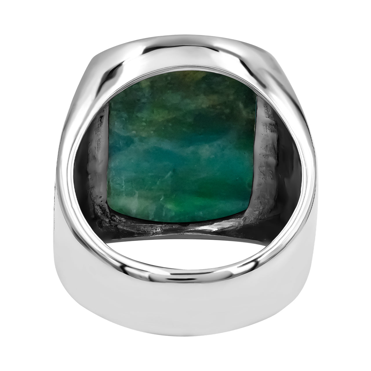 Starborn Peruvian Blue Opal Cushion-Shaped Men's Style Ring in Sterling Silver