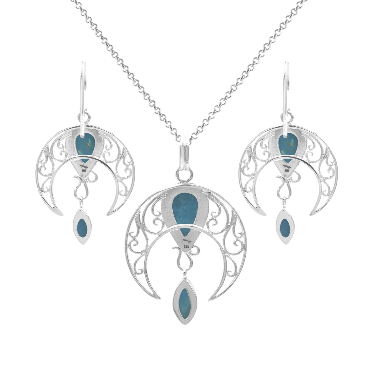 Starborn Celestial Pendant and Earring Set in Sterling Silver
