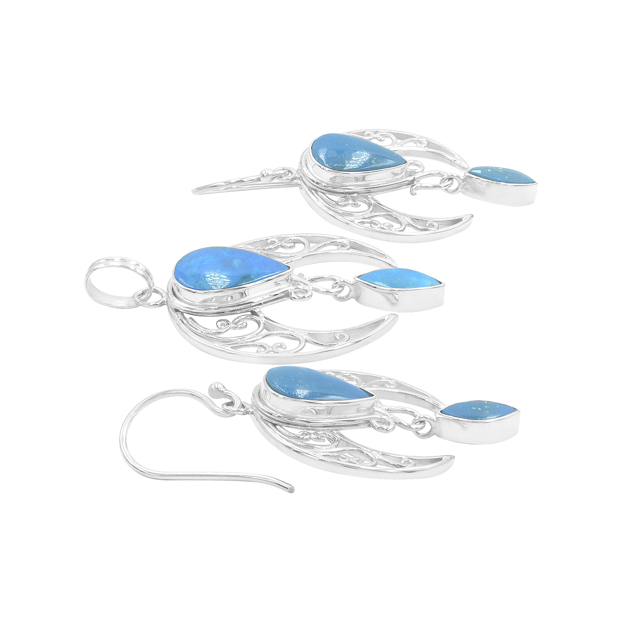 Starborn Celestial Pendant and Earring Set in Sterling Silver