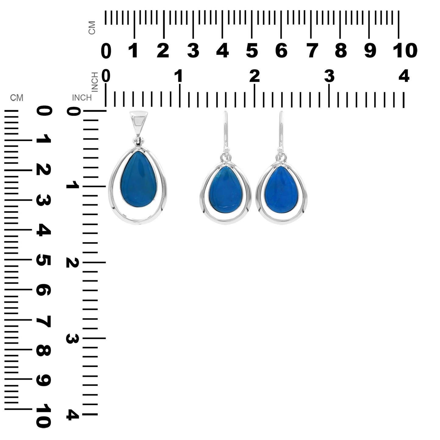 Starborn Peruvian Blue Opal Pear-Shaped Wire Frame Pendant and Earring Set in Sterling Silver