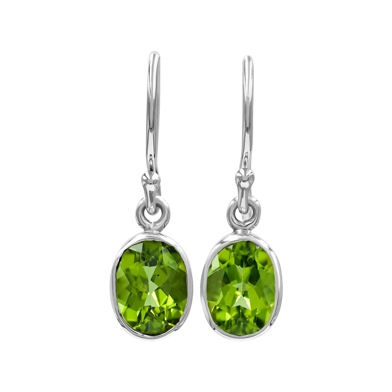 Starborn Peridot Oval Faceted Dangle Earrings in Sterling Silver