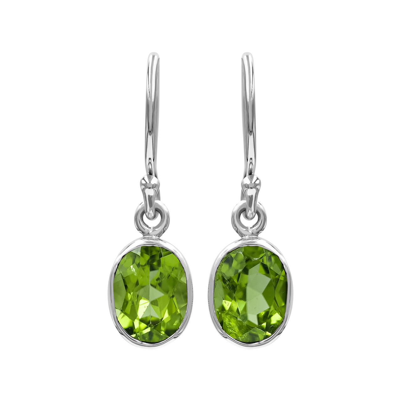 Starborn Peridot Oval Faceted Dangle Earrings in Sterling Silver