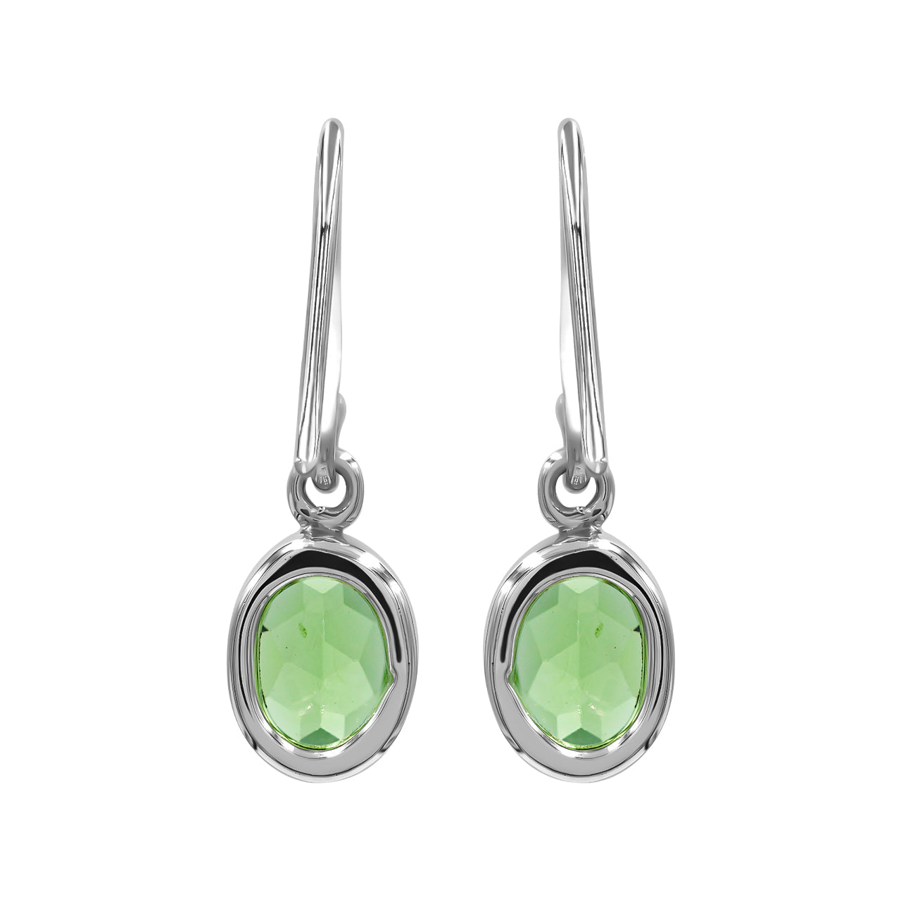 Starborn Peridot Oval Faceted Dangle Earrings in Sterling Silver