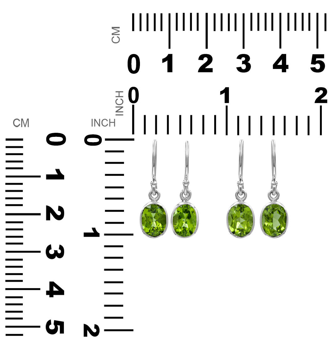Starborn Peridot Oval Faceted Dangle Earrings in Sterling Silver