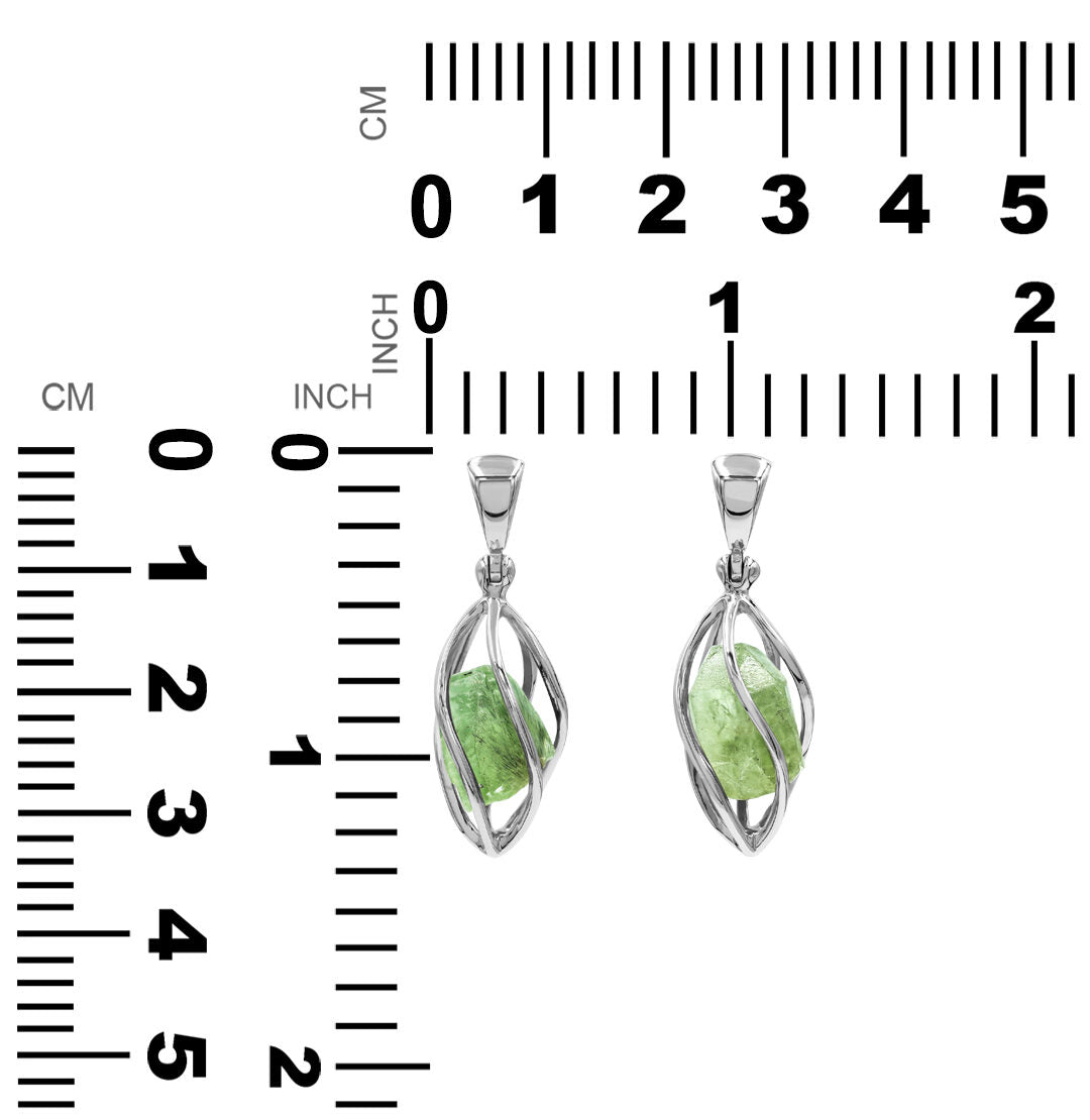 Starborn Peridot Crystal Spiral Cage Pendant in Sterling Silver
