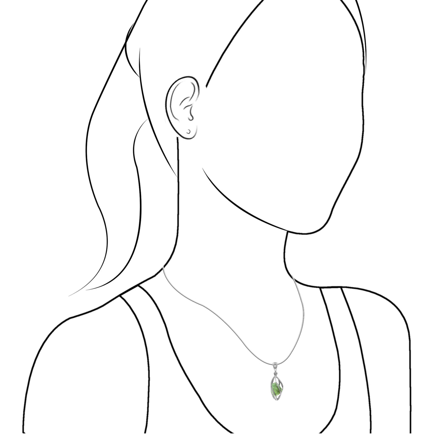 Starborn Peridot Crystal Spiral Cage Pendant in Sterling Silver