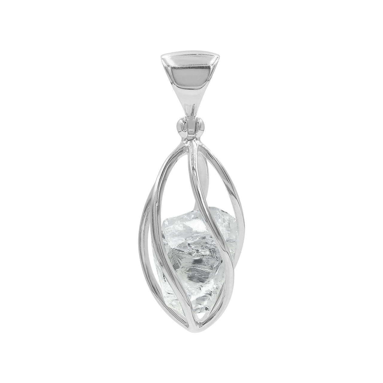 Starborn Rough Petalite Spiral Caged Pendant in Sterling Silver