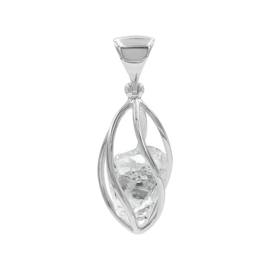 Starborn Rough Petalite Spiral Caged Pendant in Sterling Silver