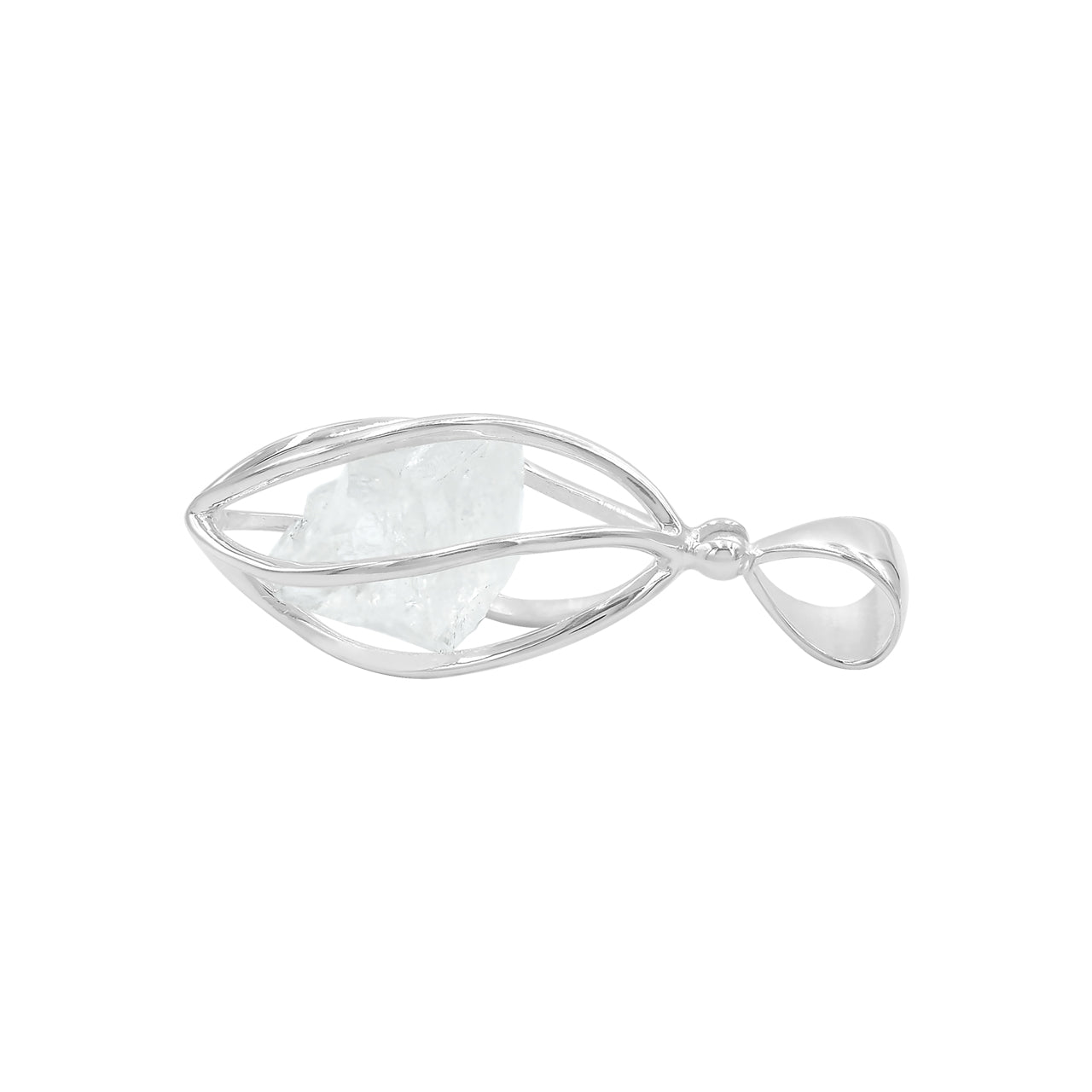 Starborn Rough Petalite Spiral Caged Pendant in Sterling Silver