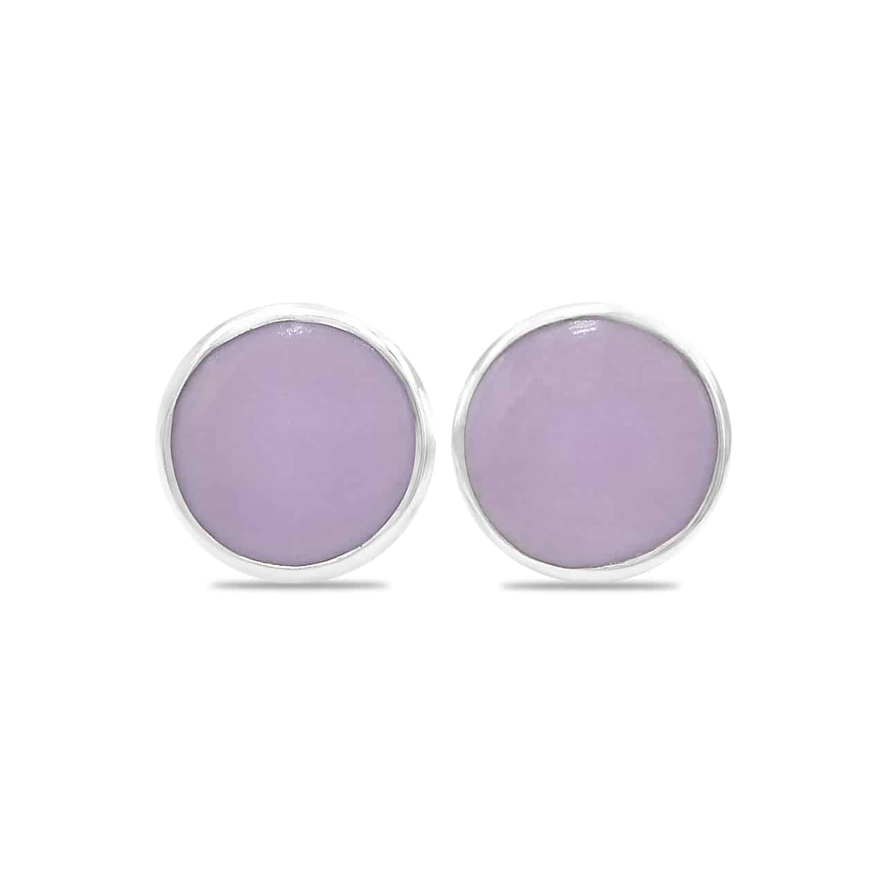 Starborn Phosphosiderite Round Cabochon Single Bezel Post Earring in Sterling Silver
