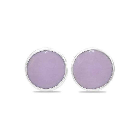 Starborn Phosphosiderite Round Cabochon Single Bezel Post Earring in Sterling Silver